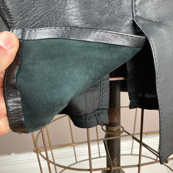 Black Leather Midi Skirt - Made in Italy - 27”W - Picture 10 of 14